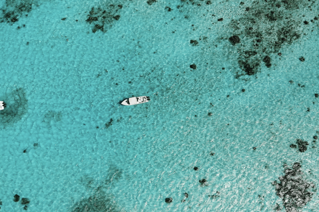 Turquoise sea in Belize from above, Central America