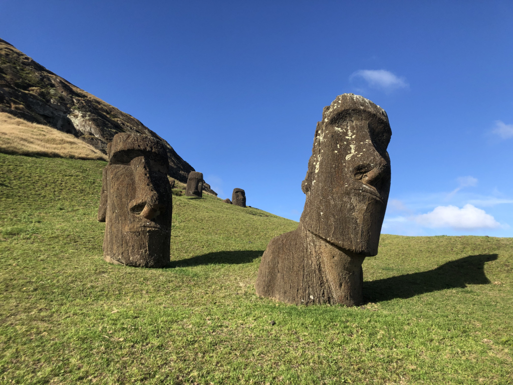 Two moais statues from Easter Island