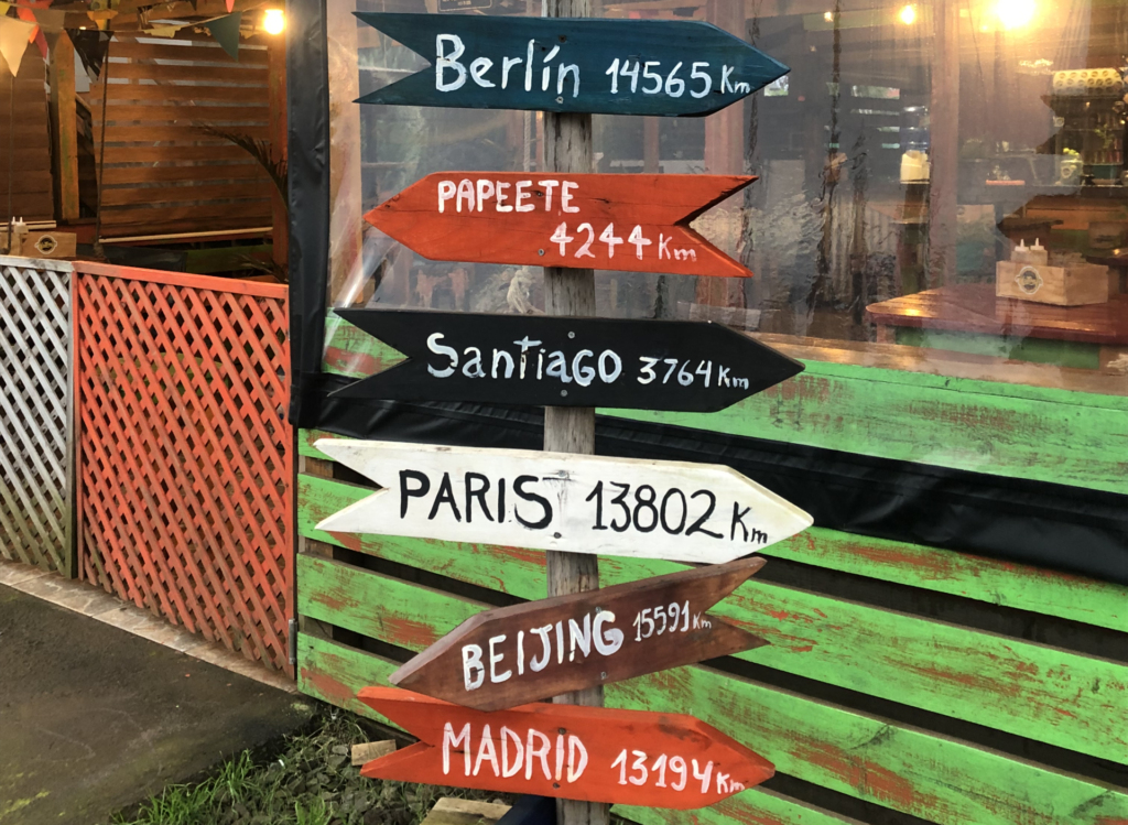 Colourful location signs in Rapa Nui