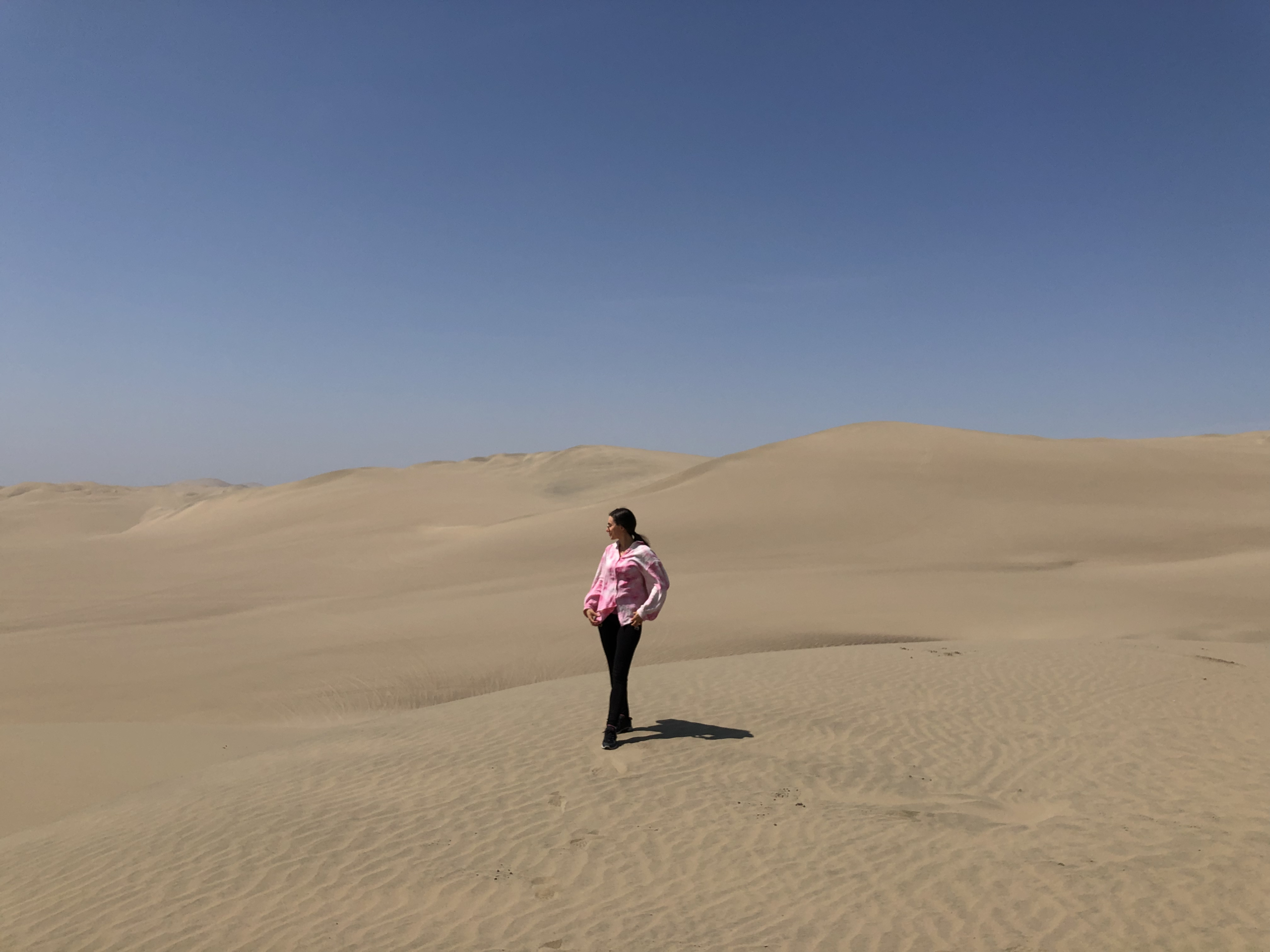 Solo photo in the desert oasis in Huacachina, Peru.