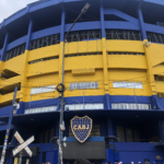 CABJ football stadium in blue and yellow