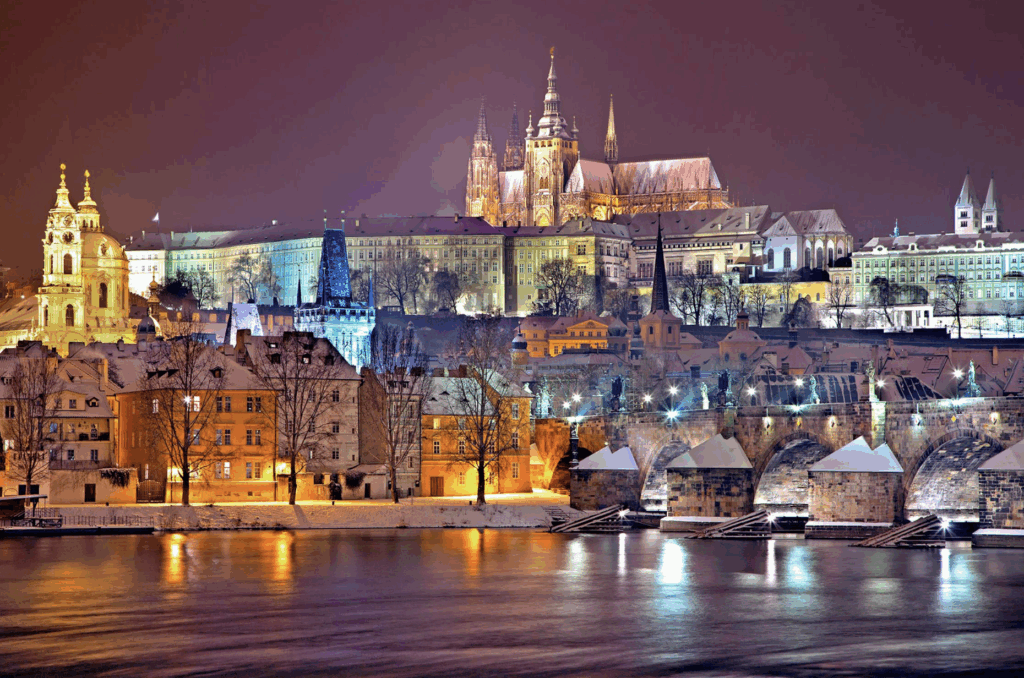 Prague by night in Europe