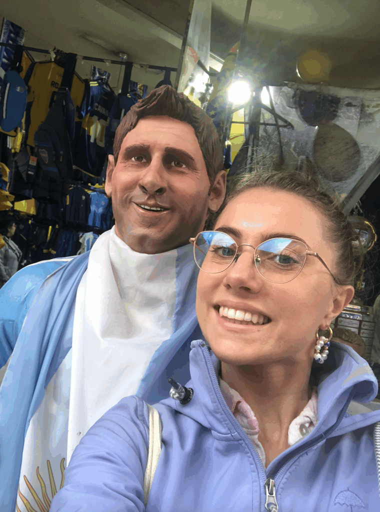 Selfie with Messi statue