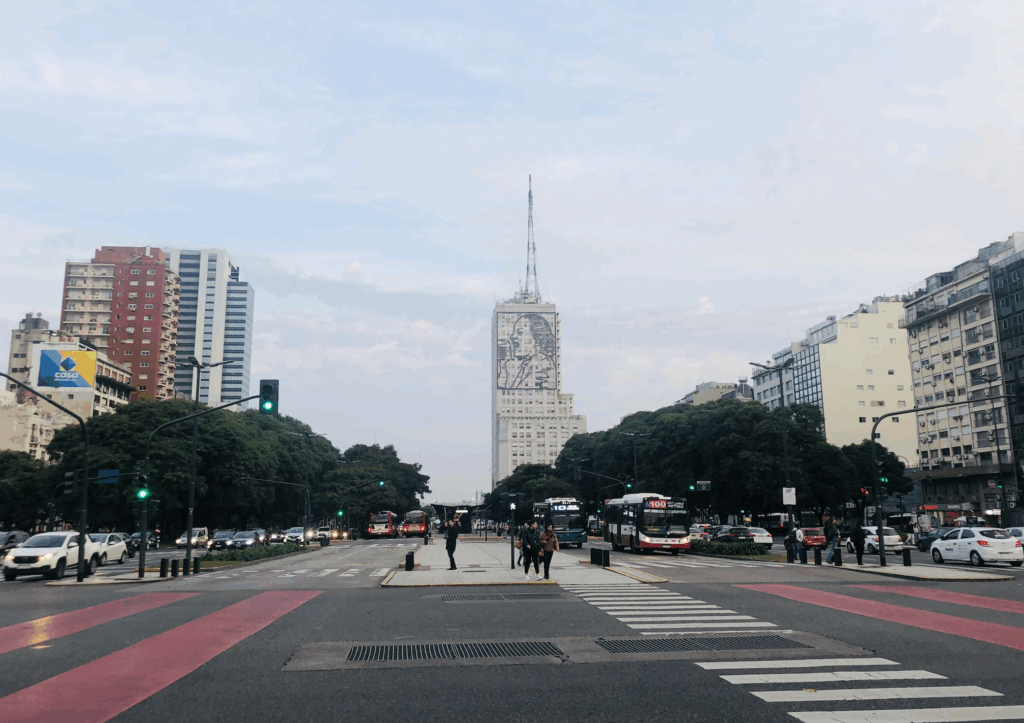 Eva Peron mural on building in Buenos Aires.