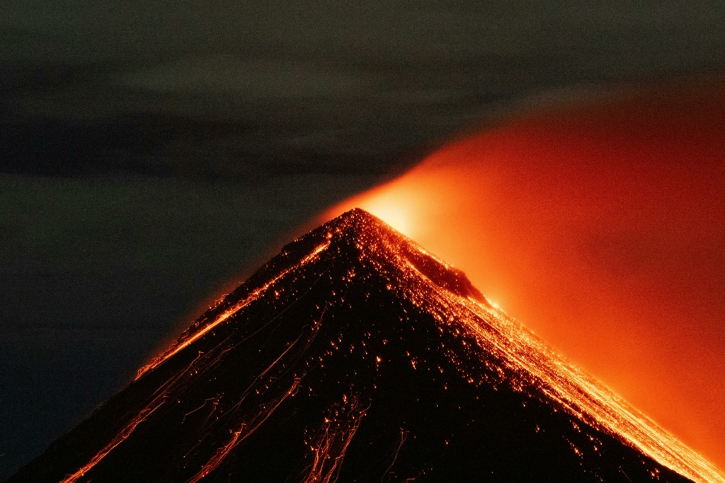 Erupting volcano in Guatemala