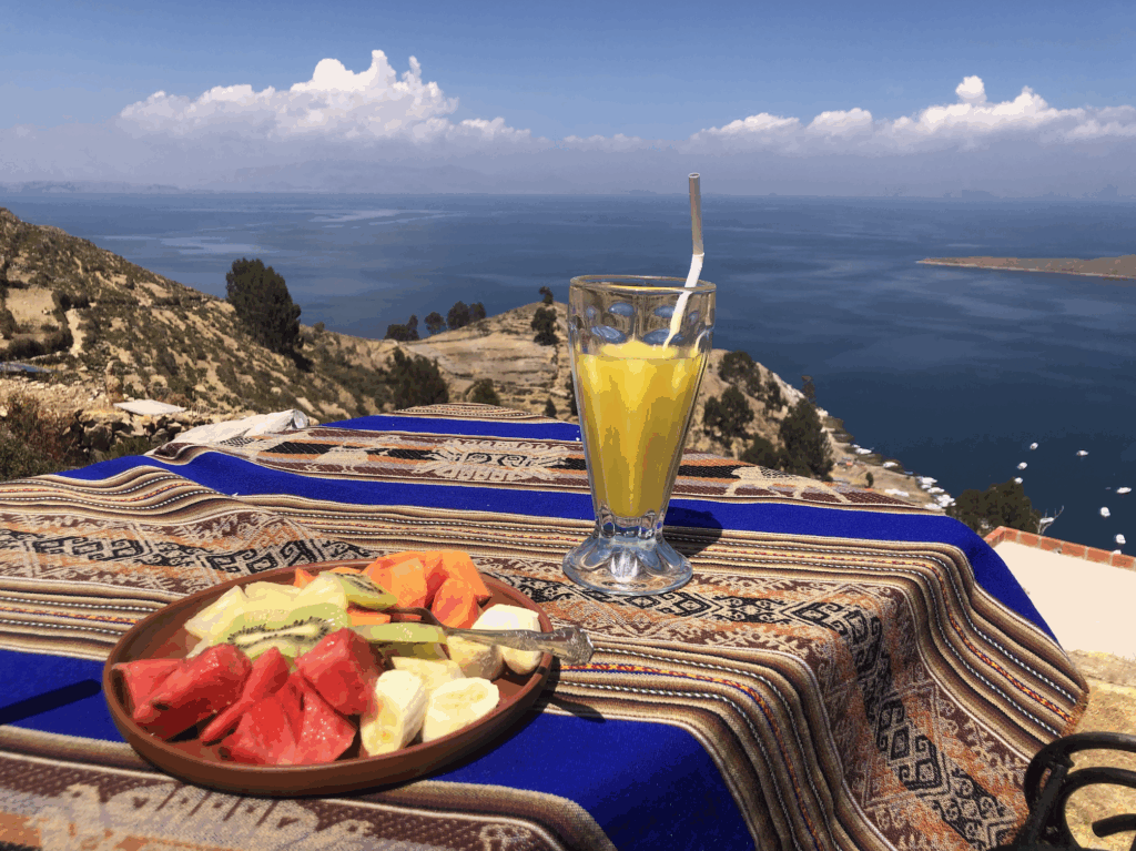 Breakfast in Isla del Sol, Bolivia, South America