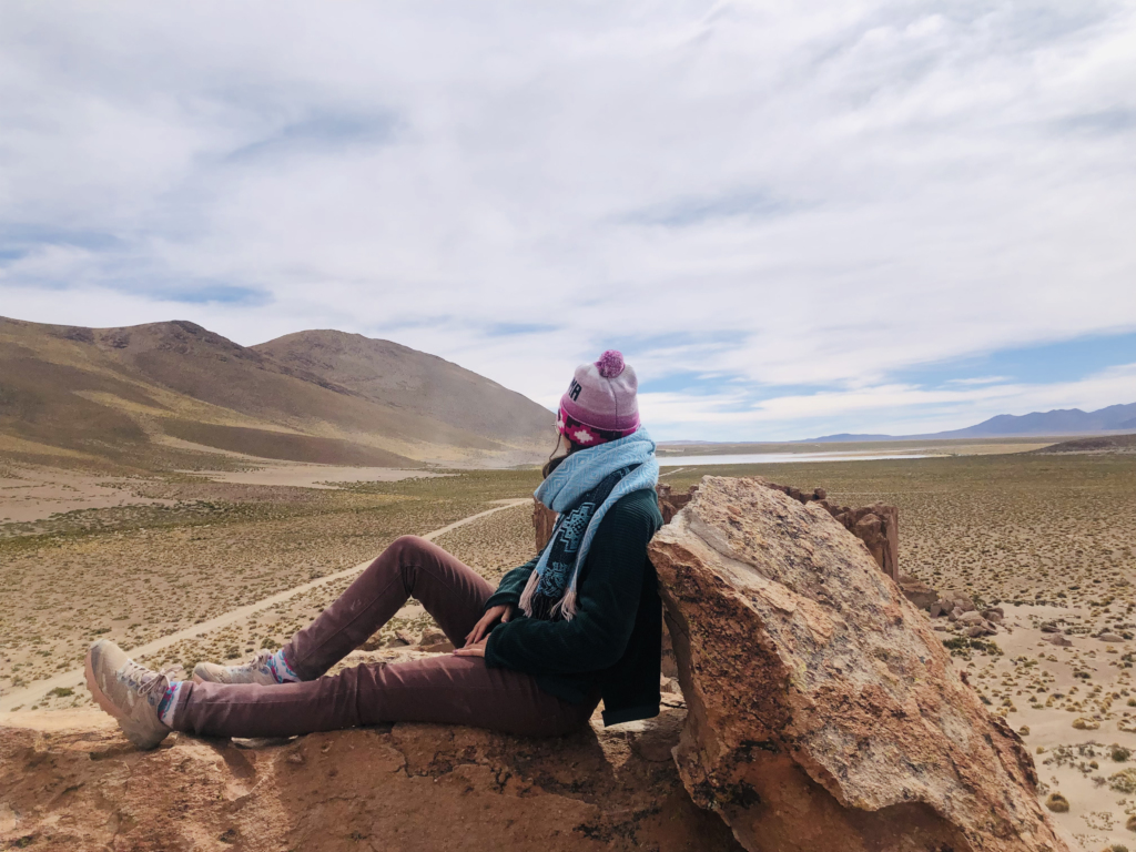 Admiring the rocky landscape during travel to Bolivia
