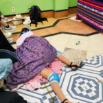 Cholita fallen down during wrestling