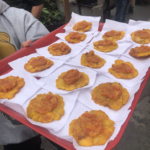 Plantain patacones with salsa